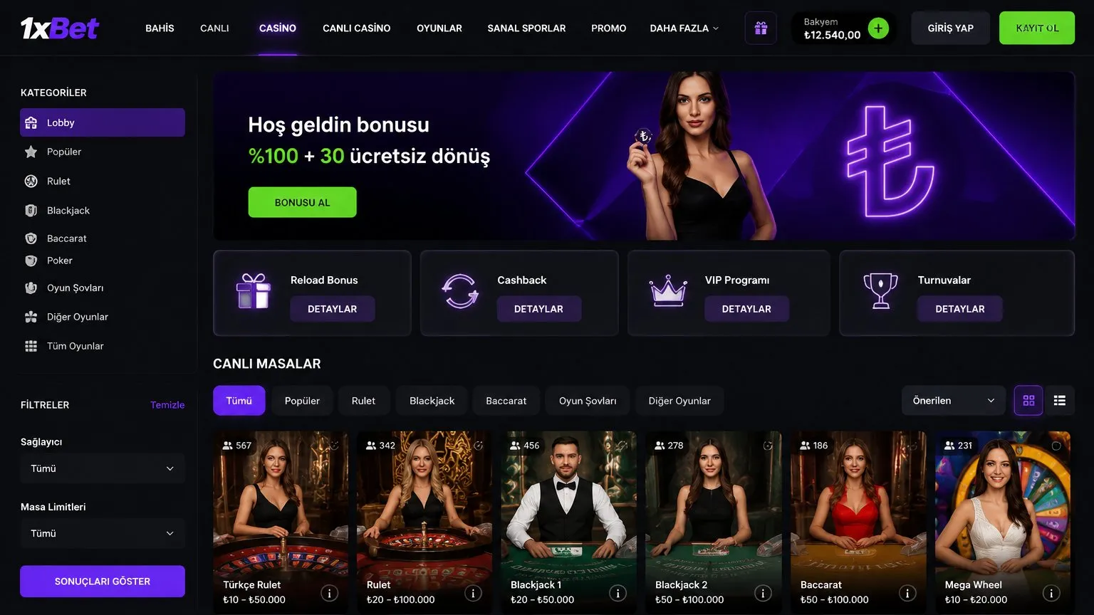 1xBet canlı Casino deneyimi