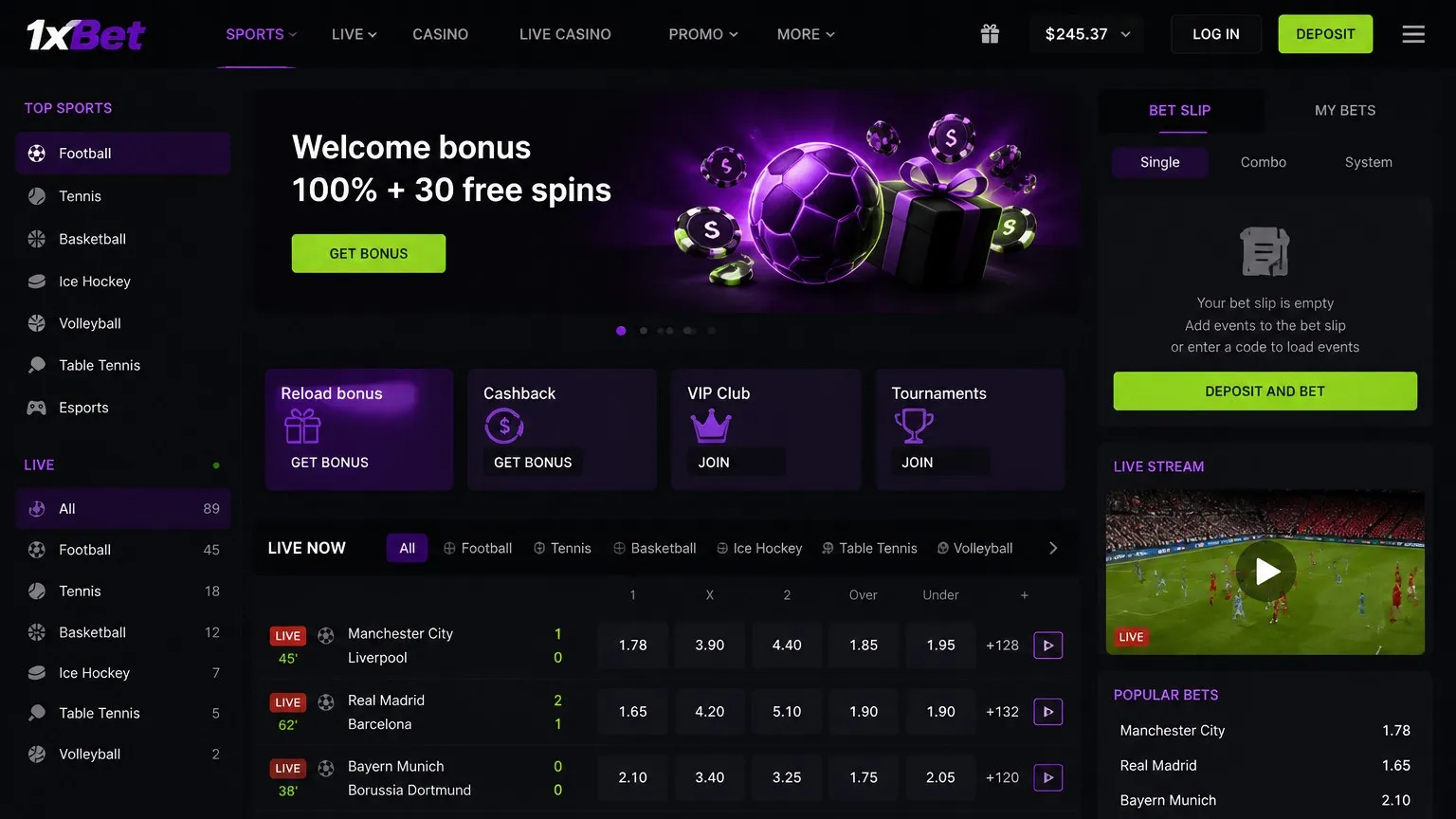 The 1xBet online sportsbook and betting markets