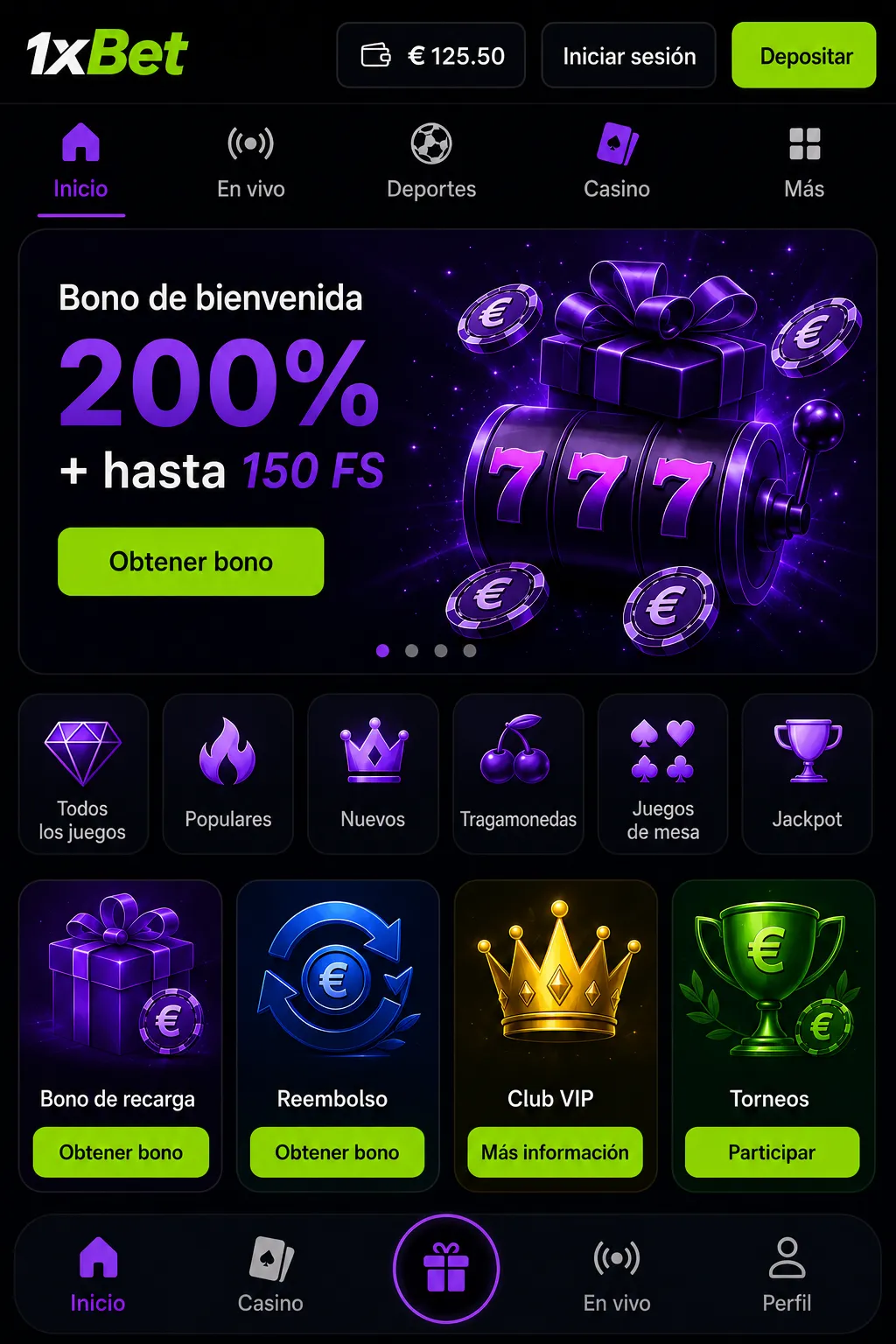 Herramientas de apuestas, casino y ciberdeporte dentro de la 1xBet app